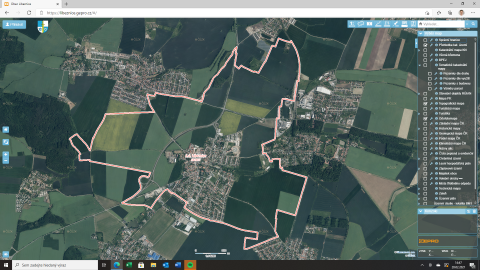 Hranice katastrálního území Líbeznic - ortofoto